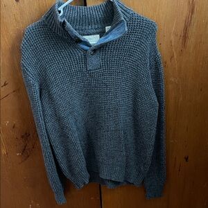 Weatherproof Men's Charcoal Gray Turtleneck Button-Placket Knit Sweater